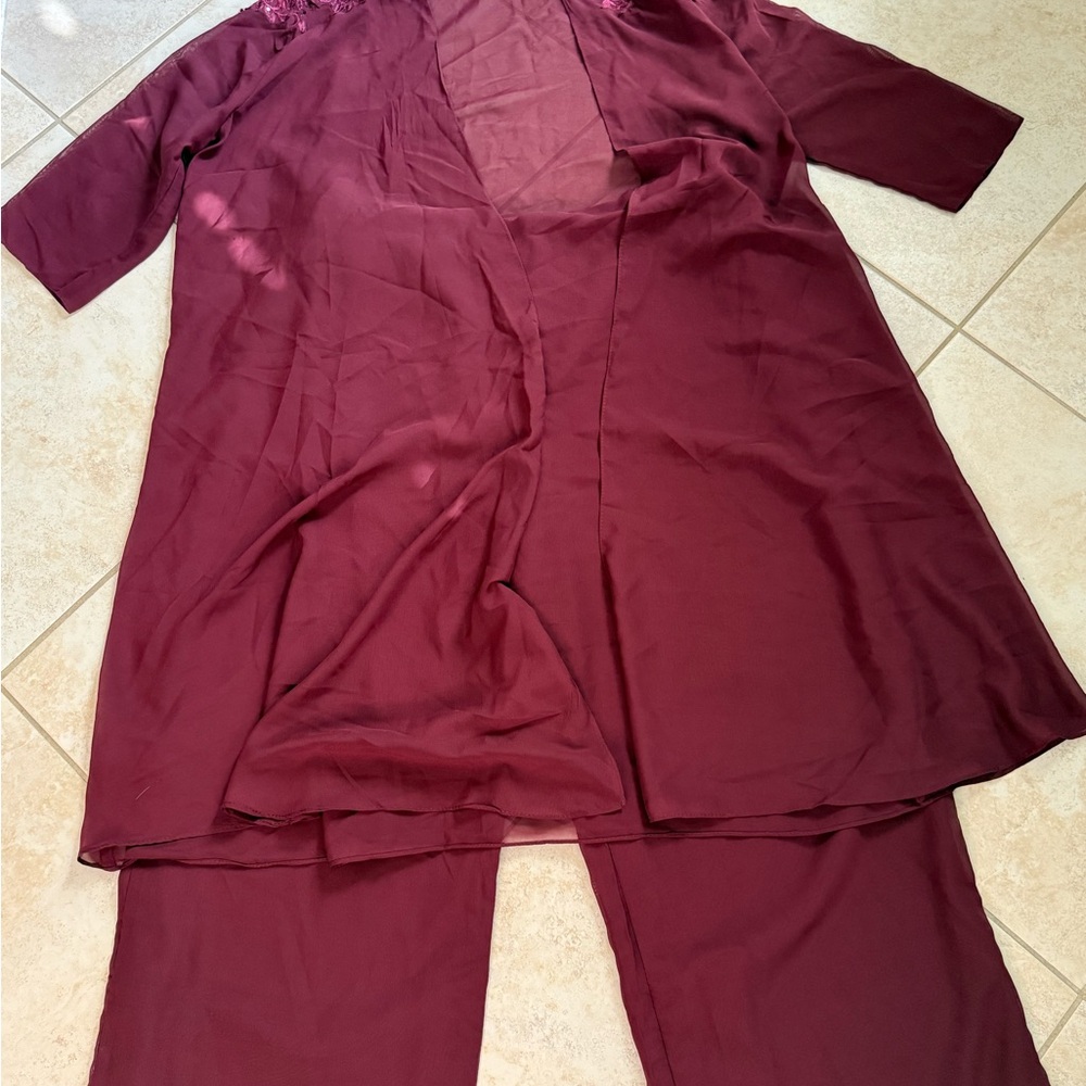 Elegant Burgundy Two-Piece Set